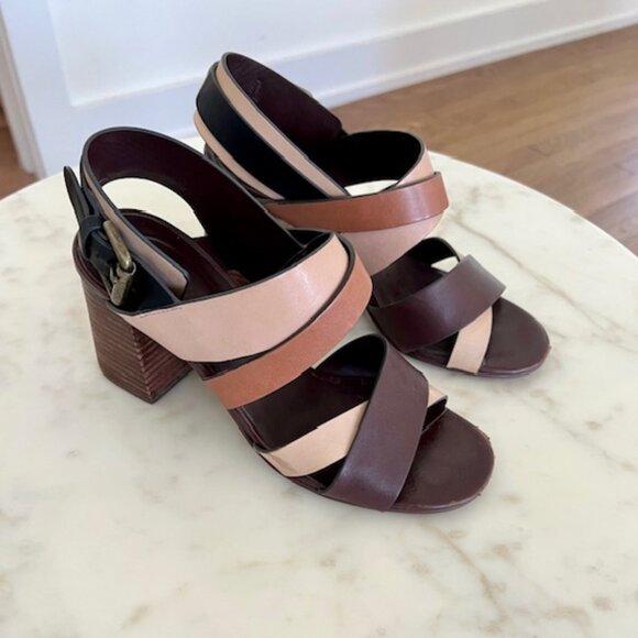 See By Chloe Strappy Heeled Sandals in Nudes and Browns, Size 7 - Picture 1 of 4